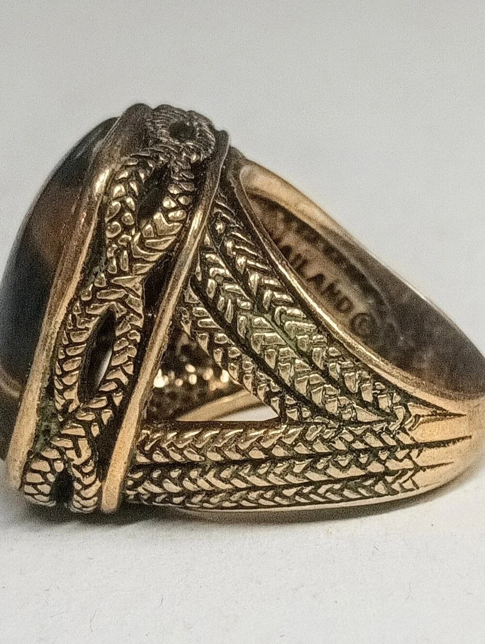 Vintage BARSE Thailand Tiger's Eye Golden Bronze Statement Ring Size 10